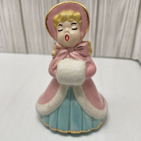 Vtg 2 Holland Mold Christmas Victorian Caroler Figurines Holiday 2 Small Chips - Picture 8 of 14